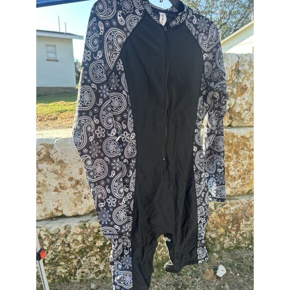 Halcurt Womens Boyleg One Piece Rashguard Swimsuit Zipper Surfing Wetsuit XL - Picture 1 of 4